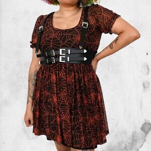 Foxblood cobweb mesh babydoll dress plus size 4x goth witchy